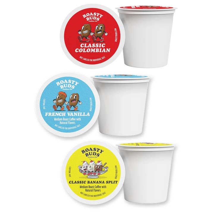 Vagens de Café Colombiano, Baunilha & Banana | 54 unid. (embalagem não comercial) por atacado de Roasty Buds Coffee Co.