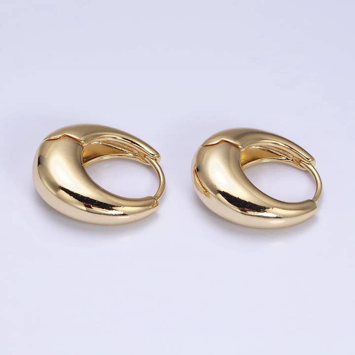 14K Gold Cheio 19mm Brincos de Huggie Minimalista Chubby Dome por atacado de Aim Eternal