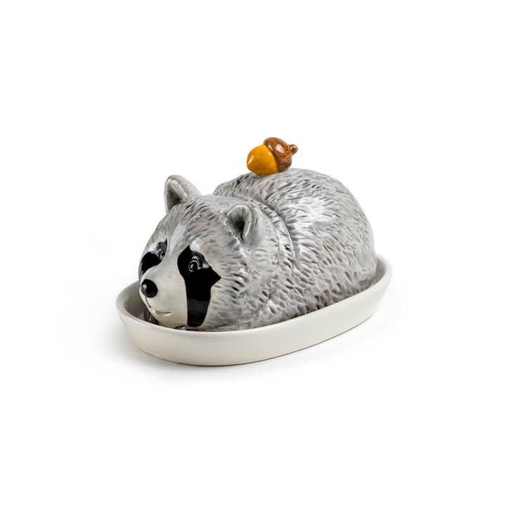 Grace Teaware - Wholesale Butter Dish - Raccoon with Acorn Butter Dish