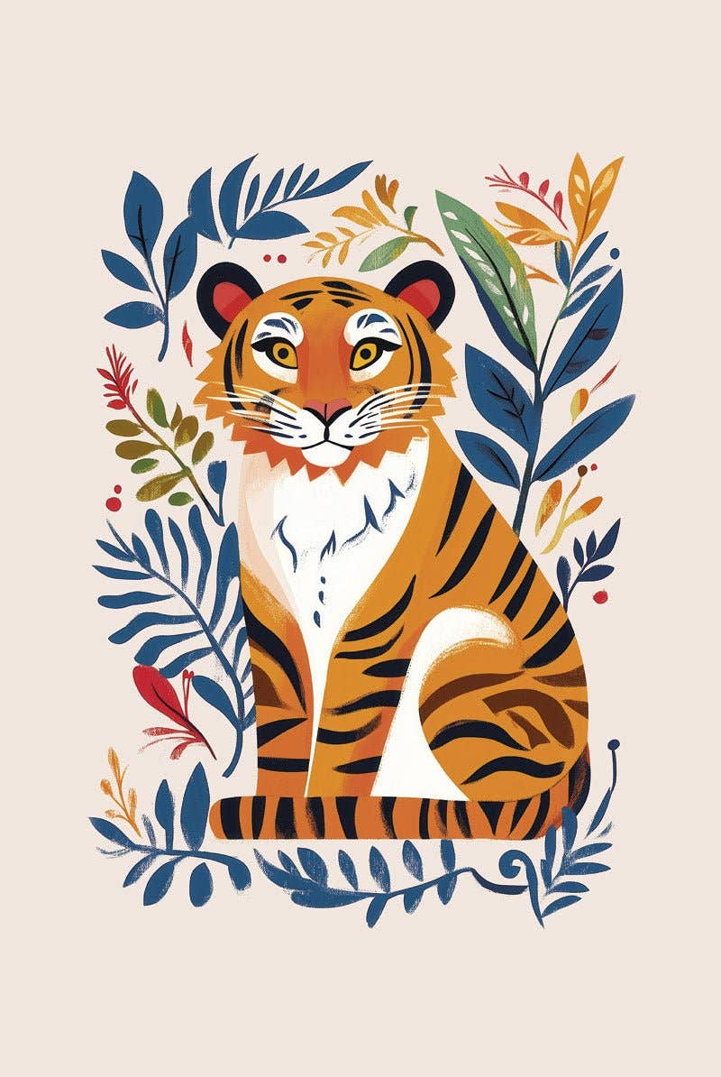 MokaMouse - Wholesale Poster - Folk Art Tiger - Folk Art Poster3