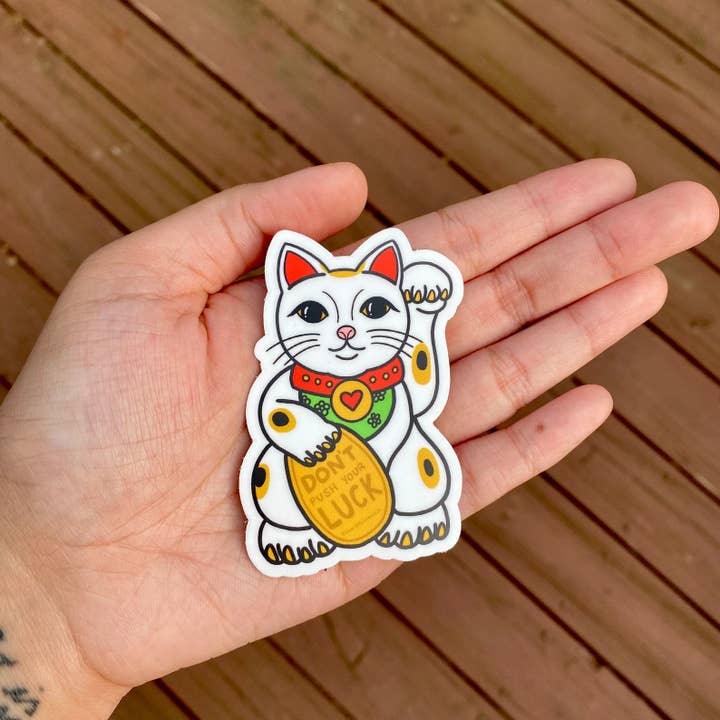 Brand Nhu Creative Studio - Wholesale Sticker - Lucky Cat Asian “Don’t Push Your Luck” Sassy Sticker4