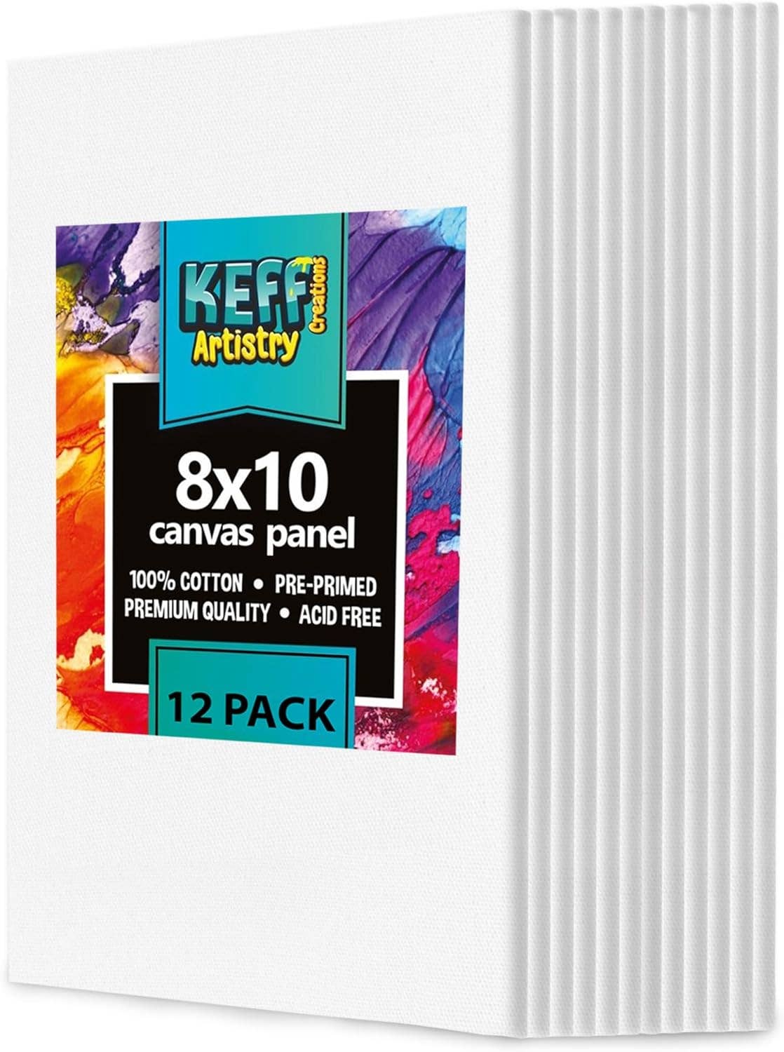 Keff Creations - Wholesale Painting Paper - 12 Pack Canvases for Painting - 8x10 Art Paint Canvas