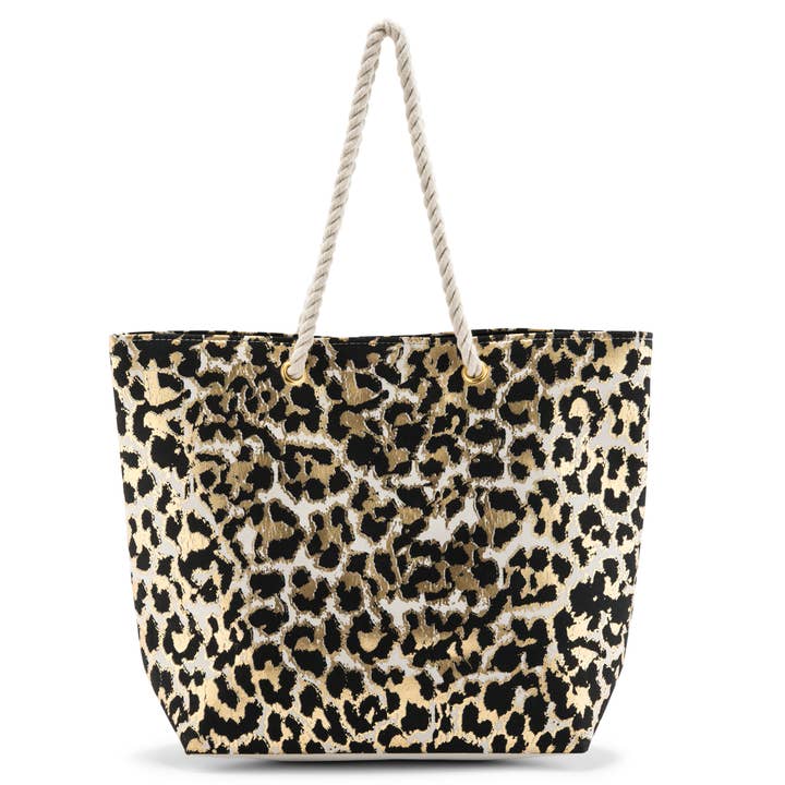 Weddingstar Inc. – Engroshandel Strandtaske – Ekstra stor bomuld lærred strand taske - Leopard Print1