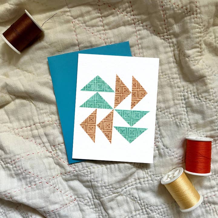 Quilt Block gratulationskort (flygande gäss) för wholesale av Cozy Arts