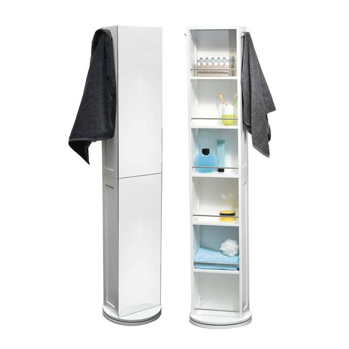 Rotating Mirror Cabinet with Shelves – White for wholesale on Faire8