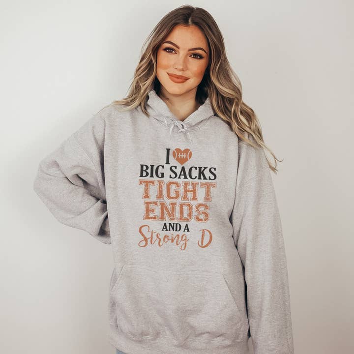 I Love Big Sacks Fodbold Grafisk Hættetrøje for engroshandel hos Trendznmore - Modern Graphic Apparel