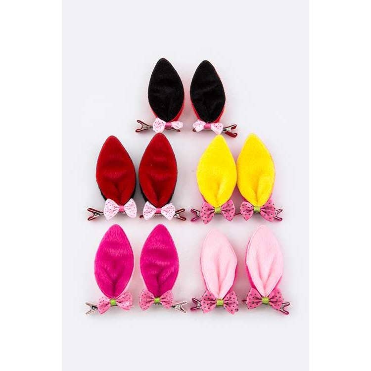 ASSORTED SOFT PLUSH BUNNY EAR HAIR CLIPS for wholesale on Faire2