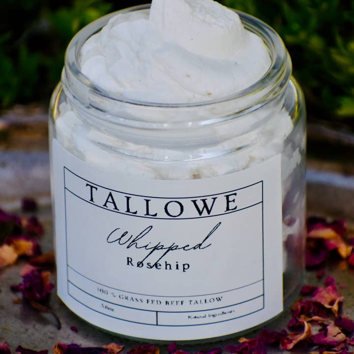 Tallowe - Wholesale Body balm/butter - Oregon 100% Grass Fed Beef Tallow-Rosehip Whipped1