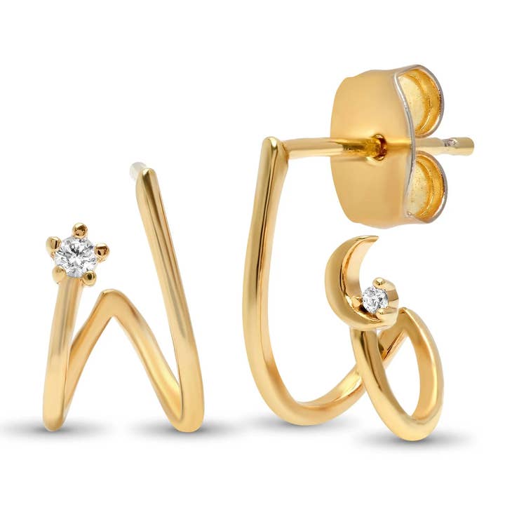 Måne med CZ Huggies för wholesale av Tai Jewelry