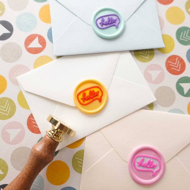 Fiona Ariva - Wholesale Sealing wax - Hello Speech Bubble wax seal stamp, wax seal kit or stamp head2