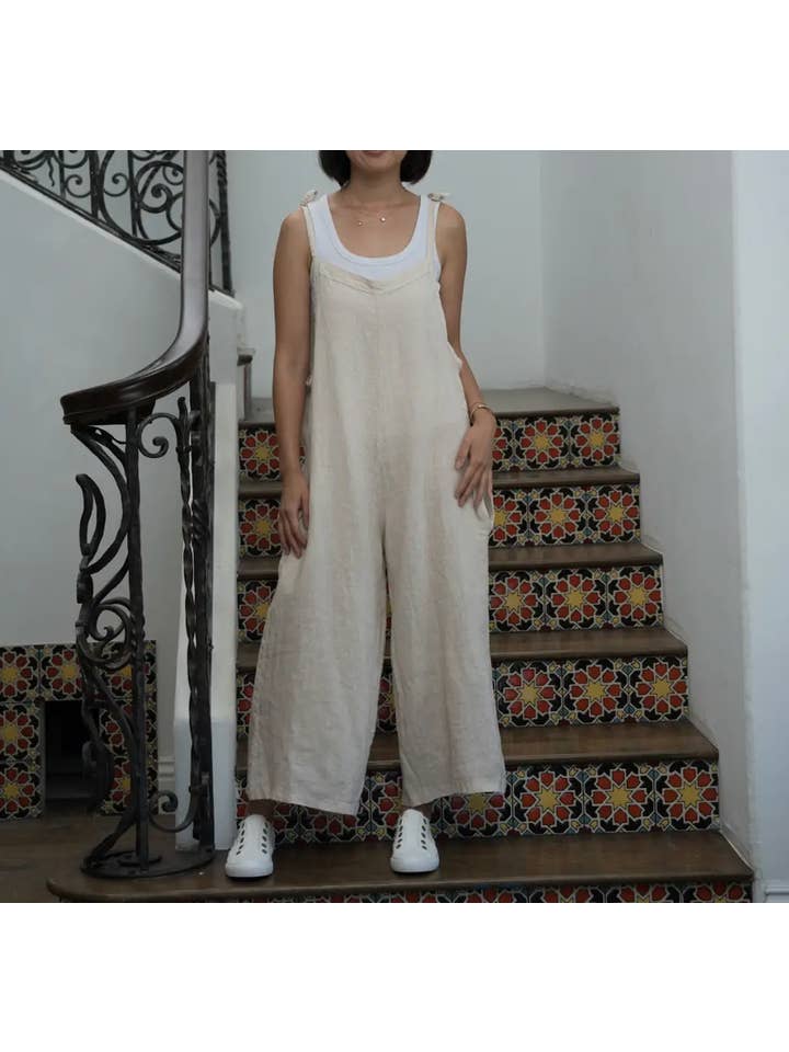 Merci Marie - Wholesale Jumpsuit - Women's - Linen Tie Shoulder Jumper #42428