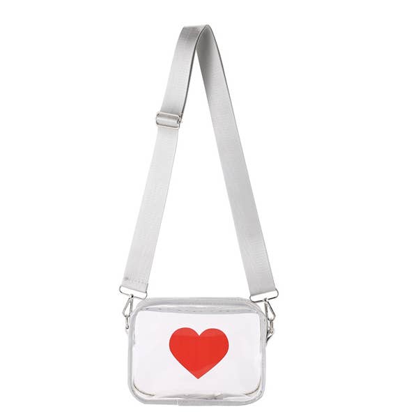 Nima Accessories Inc - Wholesale Crossbody Bag - Women's - Ladies Clear See Thru Heart Theme Crossbody Handbag3