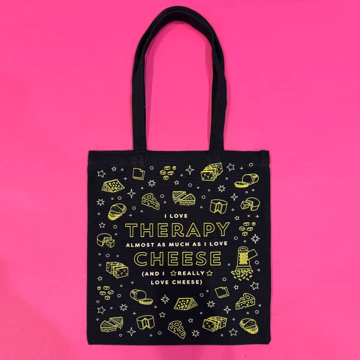 Sac fourre-tout Thérapie & Fromage pour la vente par Dash of Pep