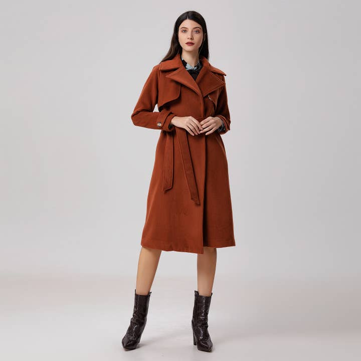 Smart and Joy - Wholesale Trench Coat - Women's - Wool coat with wide shutters7