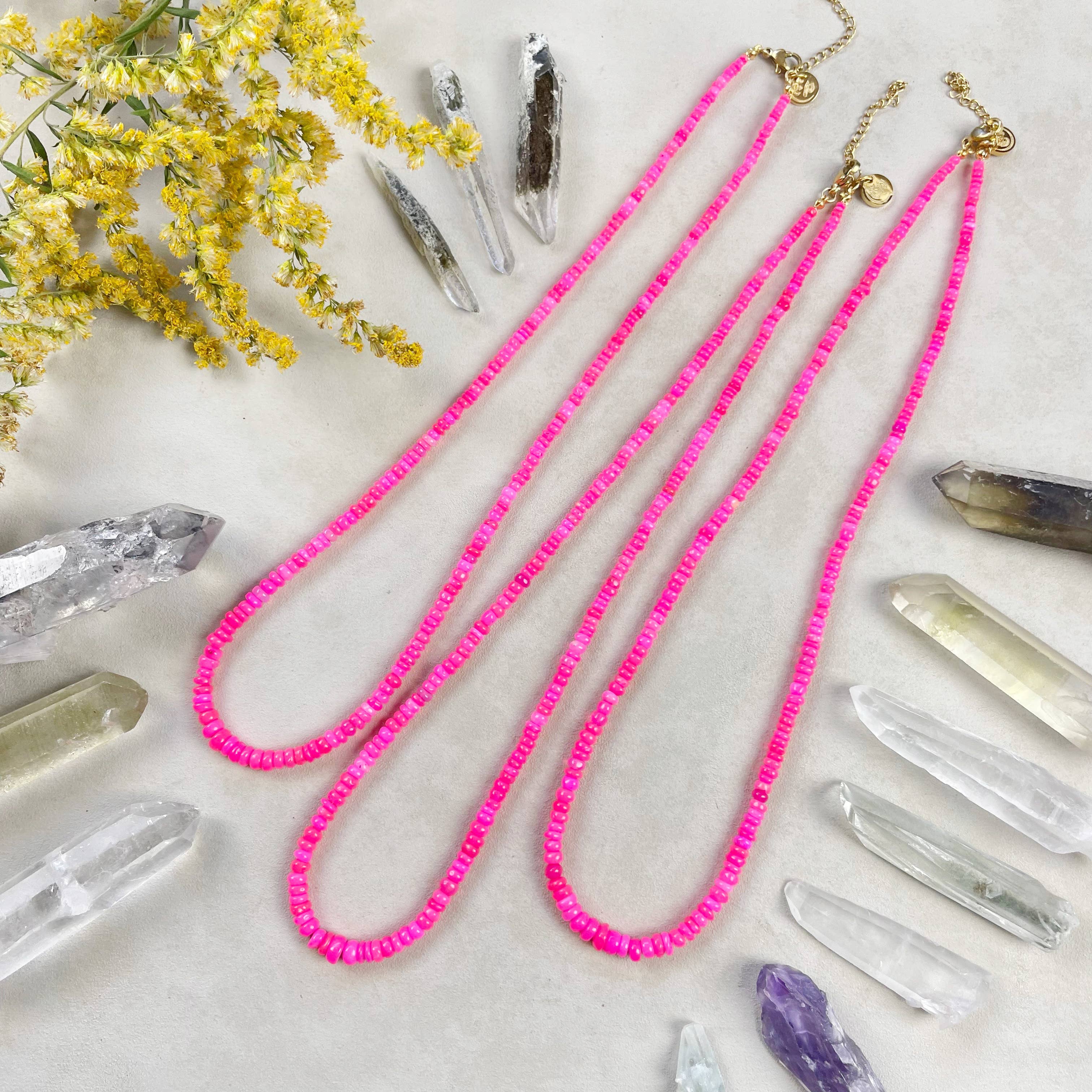 Ewelina Pas Jewelry - Wholesale Beaded/Pearl Necklace - Igni// Hot Pink Fire Opal Heishi Beaded Necklace9