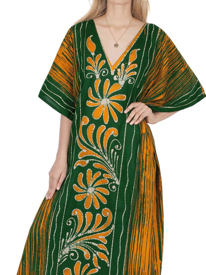 Women's Beachwear Long Kaftan Kimono Dress Swimwear Batik Ni for wholesale by LA LEELA \ HAPPY BAY