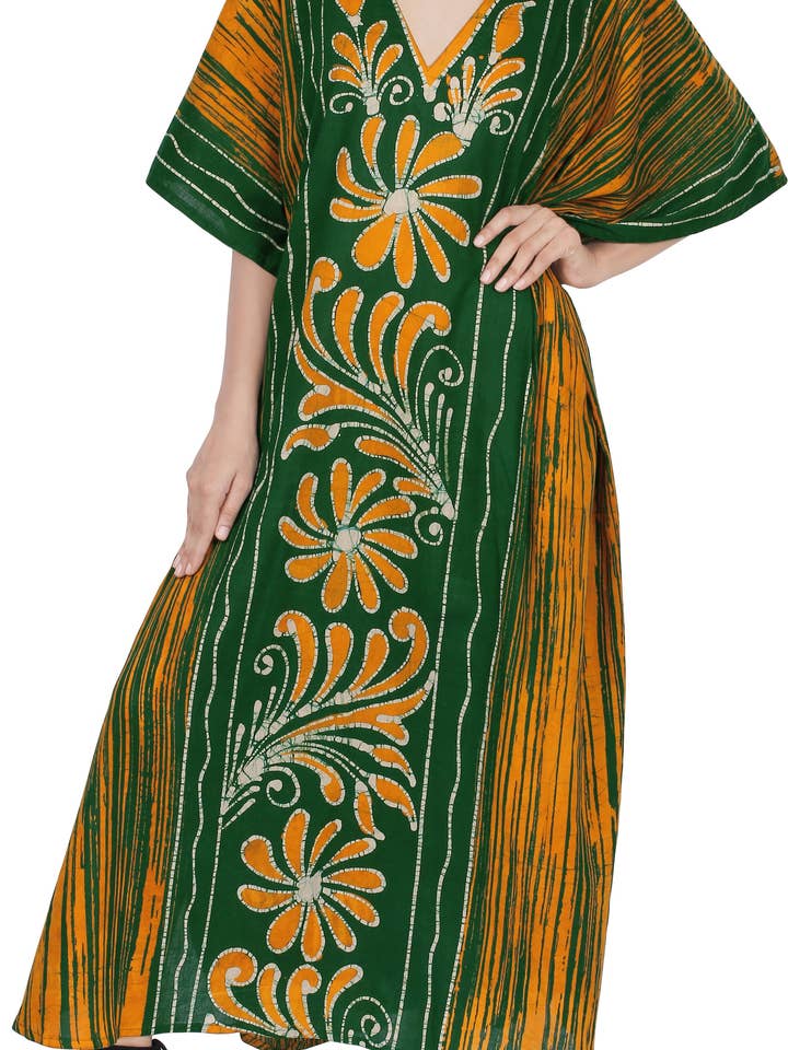 Femmes Beachwear Long Kaftan Kimono Robe Maillots de bain Batik Ni pour la vente par LA LEELA \ HAPPY BAY