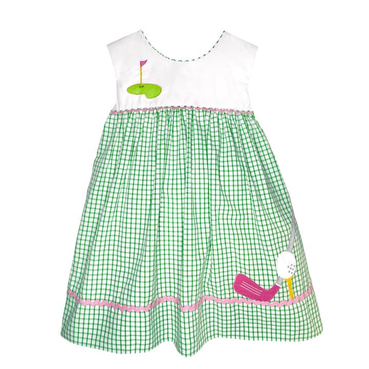 Sundress with Overlay Skirt and Golf Themed Applique for wholesale by Petit Ami & Zubels