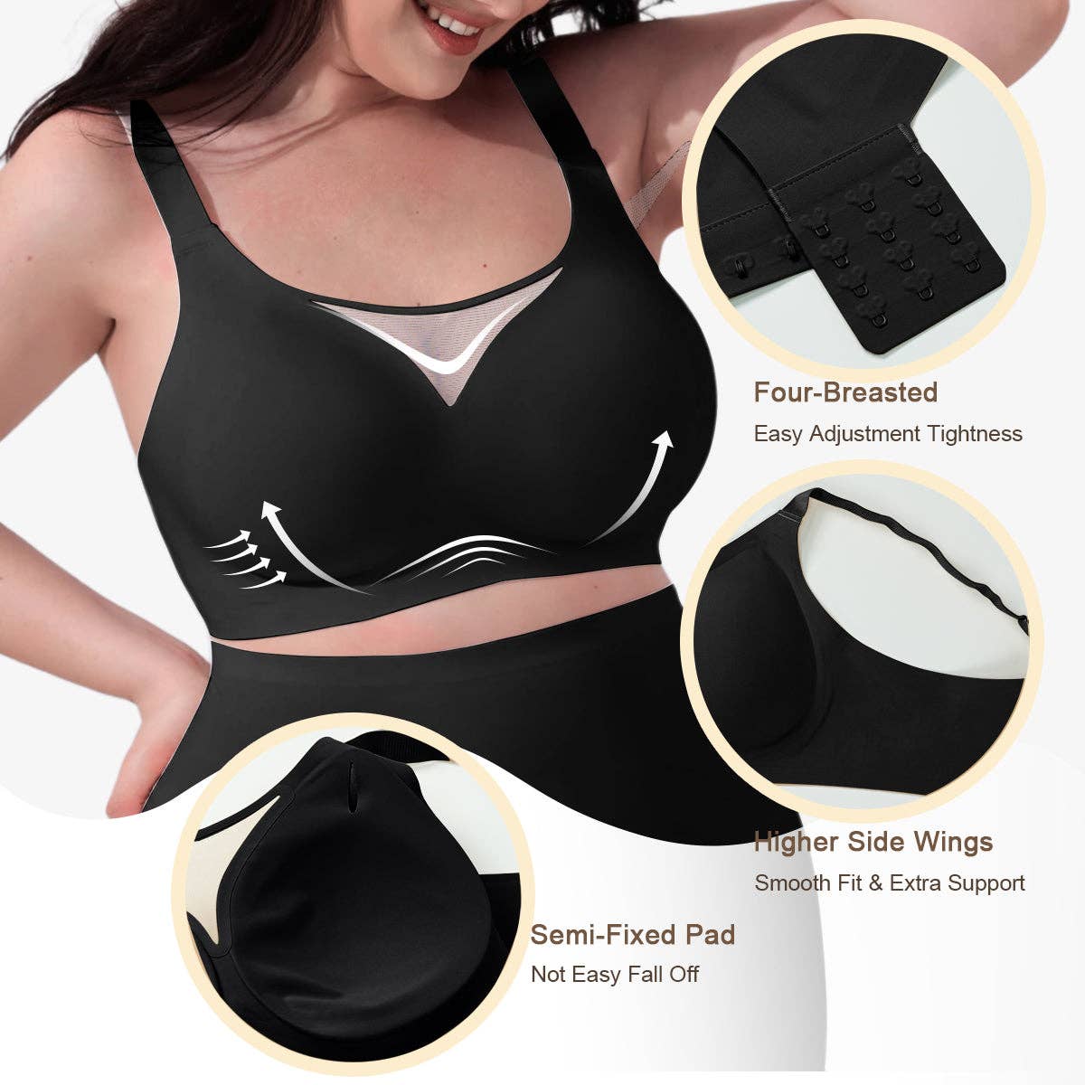 SHAPERX - Vente Soutien-gorge – femme - Soutien-gorge sans fil à mailles en V SHAPERX3