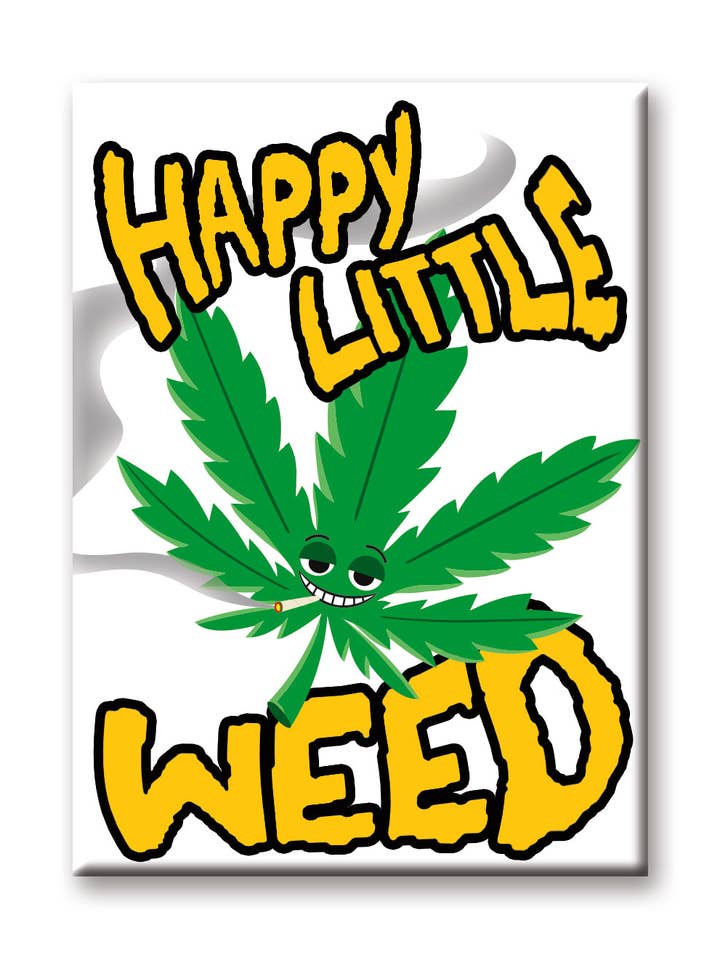 Happy Little Weed Flat Magnet (2.5" x 3.5") for wholesale by Great Stuff Novelties (GSN) by NMR Brands