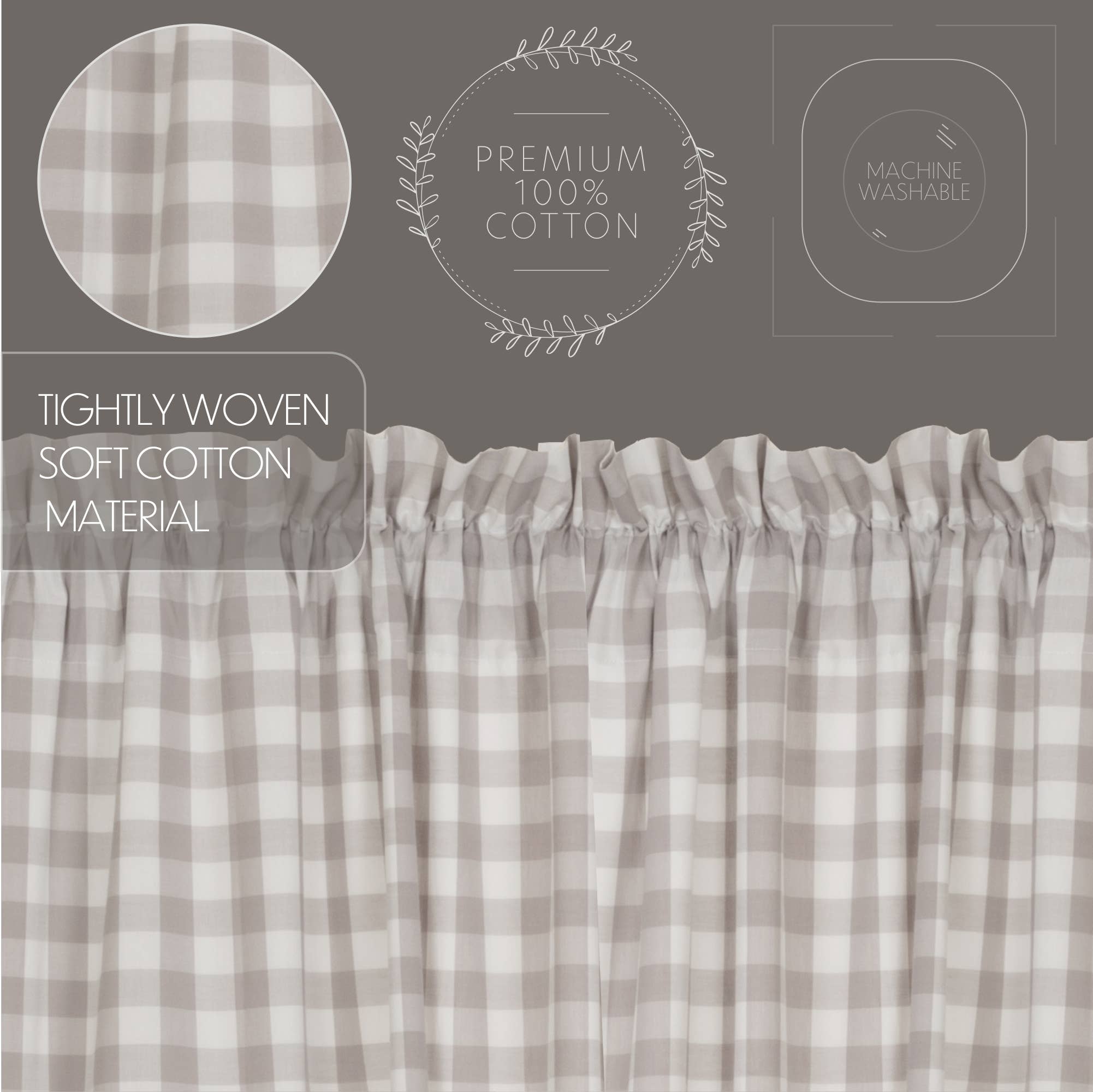 VHC Brands - Wholesale Valance - Annie Buffalo Grey Check Valance 16x904