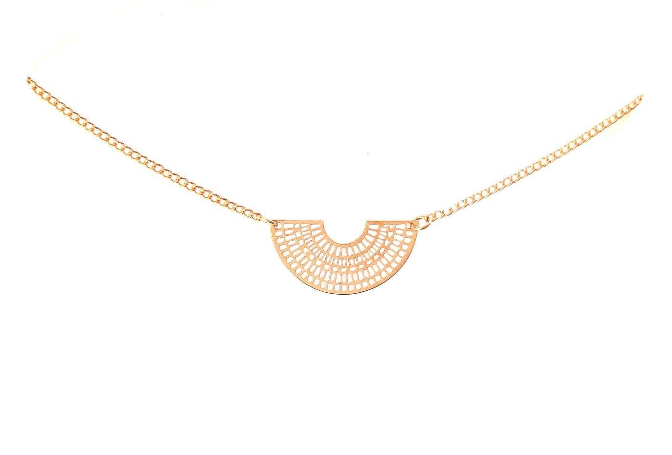 JUL ET FIL - Wholesale Pendant/Charm Necklace - Fine gold plated filigree half moon art deco necklace2