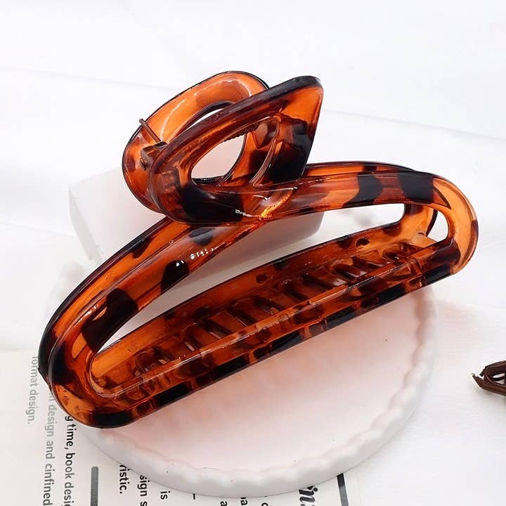 12pk Leopard Solide Open Hair Jaw Clip for wholesale by Diacly