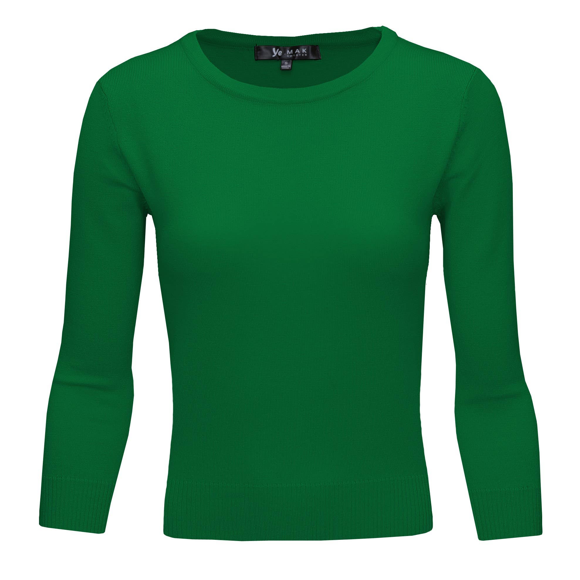 Mak - Wholesale Knit Top - Women's - 3/4 Sleeve Crewneck Soft Lightweight Basic Knit Top MK36362