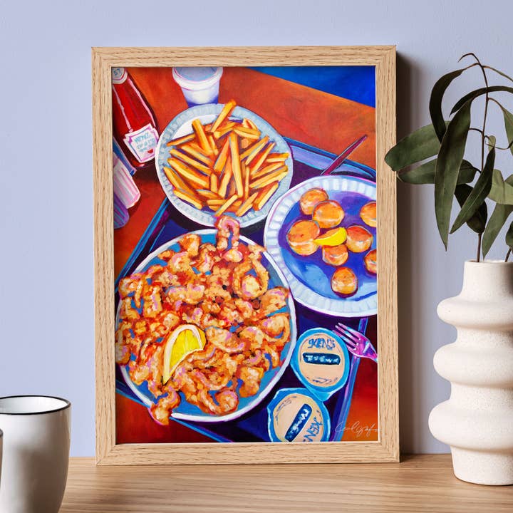 Impresión artística de almejas fritas de Nueva Inglaterra. para venta al por mayor de Laurel Greenfield Art