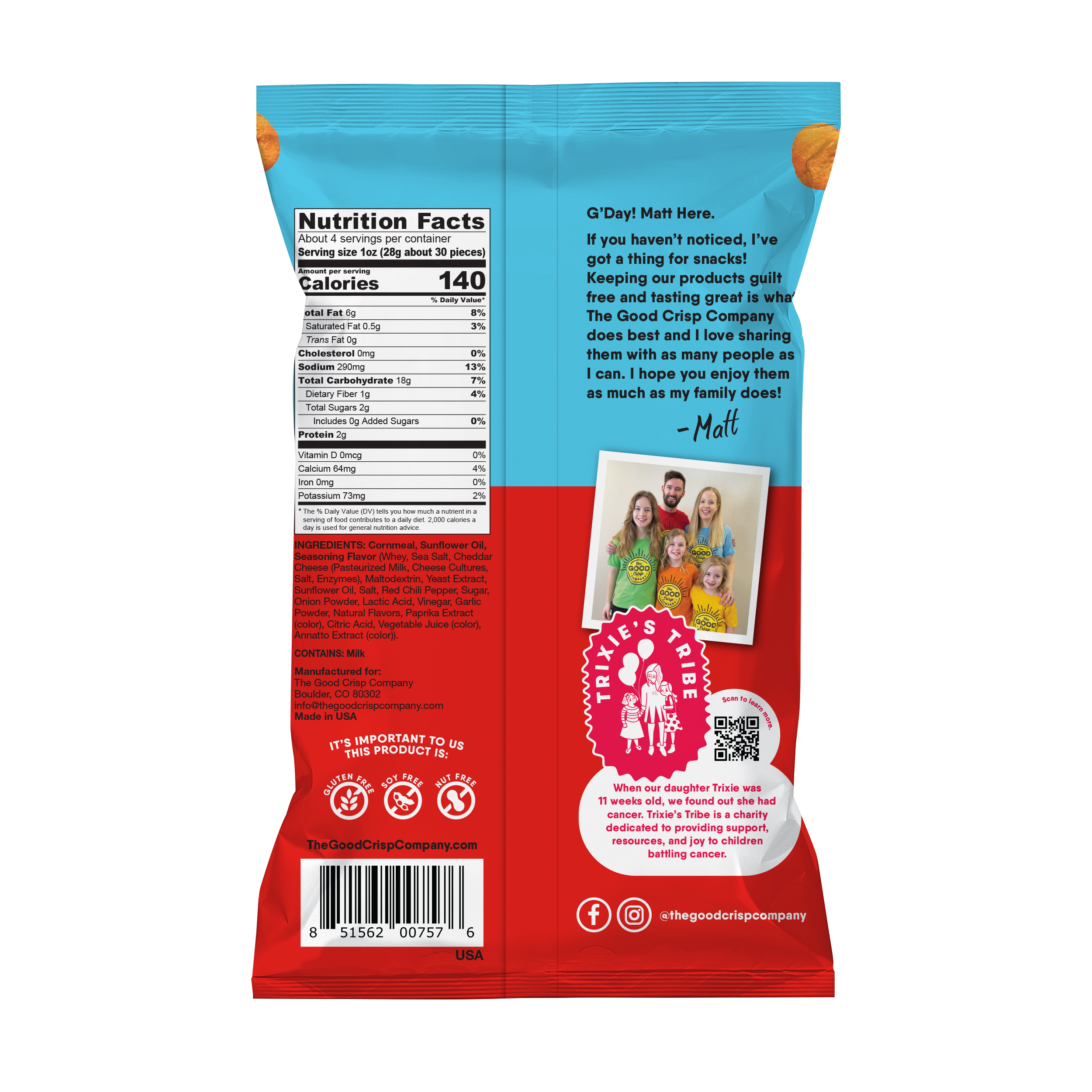 The Good Crisp Company - Wholesale Puffed Snack - Spicy Cheese Balls - 4oz Bags (Case of 8)2