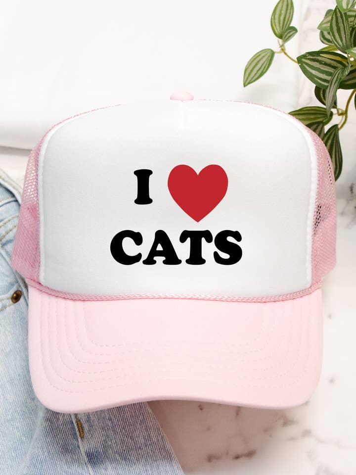 I Love Cats - retro trucker hat for wholesale by Hardworking Stoner