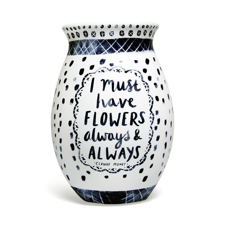 Large Ceramic Vase Claude Monet I Must Have flowers for wholesale by Half Moon Bay By Design