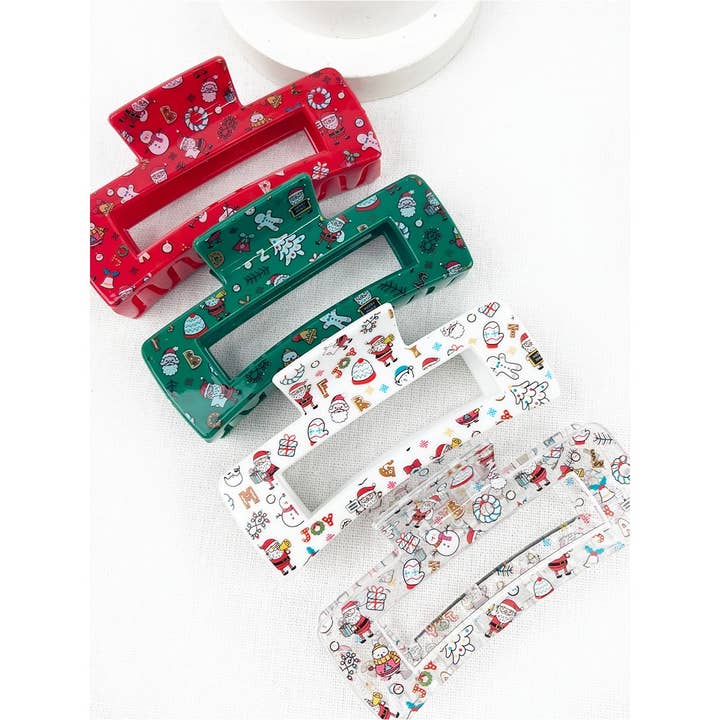 MIX COLOR Christmas Design Patterns Jaw Hair Clip for wholesale on Faire