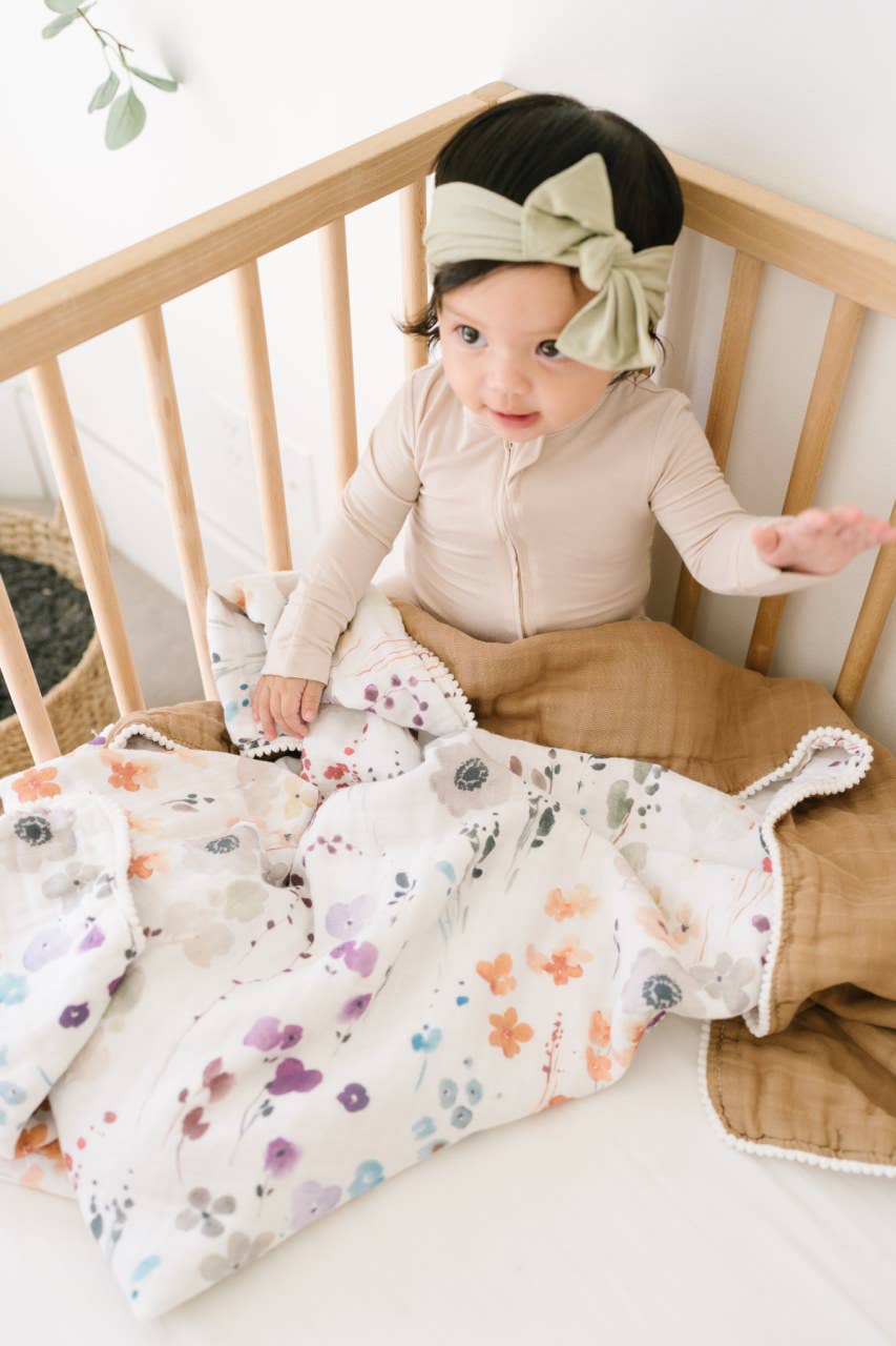 Fawn & Foster - Wholesale Quilt - Kids & Baby - Organic Muslin Gauze Quilt Baby Blanket | Violet Floral5