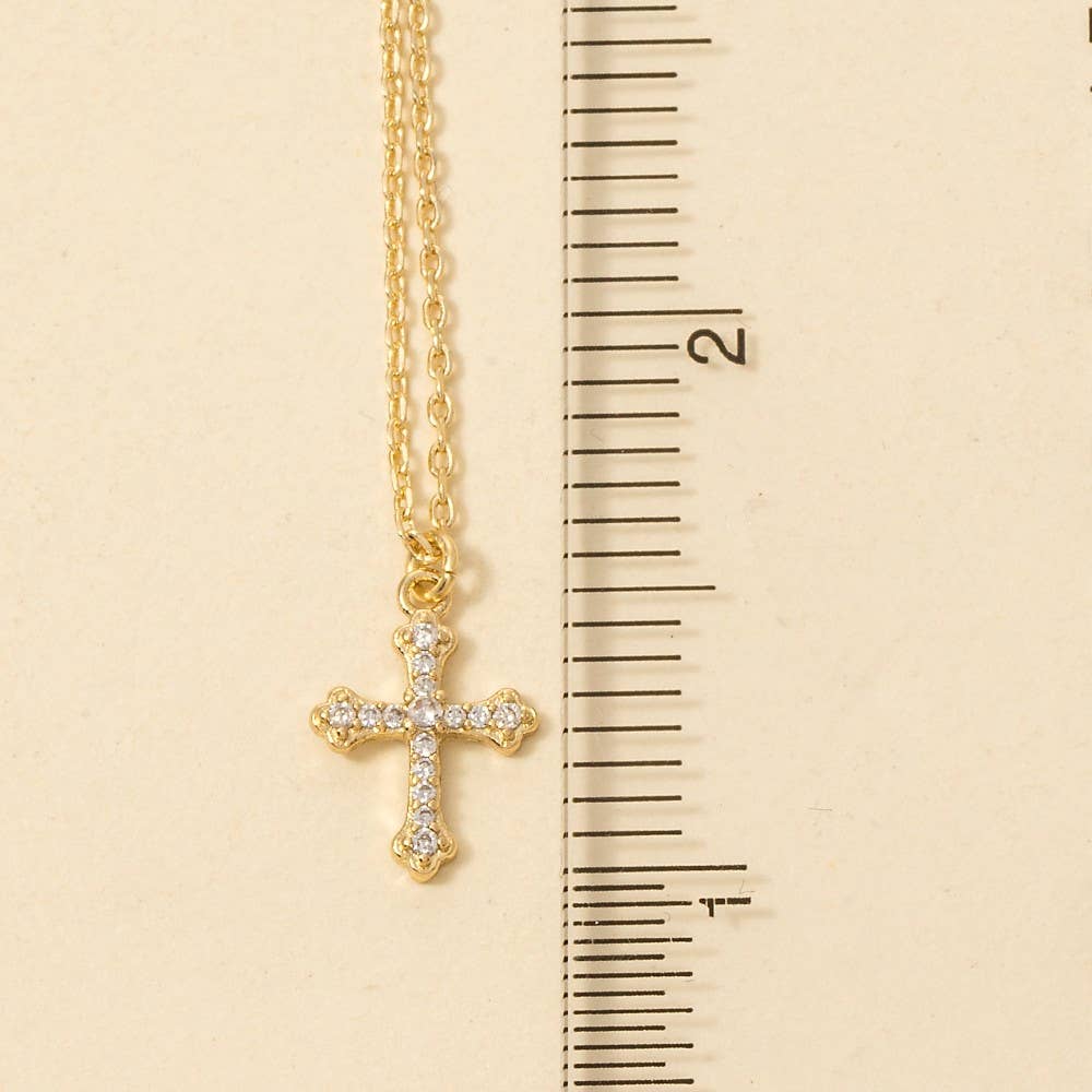 Gold Dipped Pave Cz Cross Pendant Necklace for wholesale on Faire2