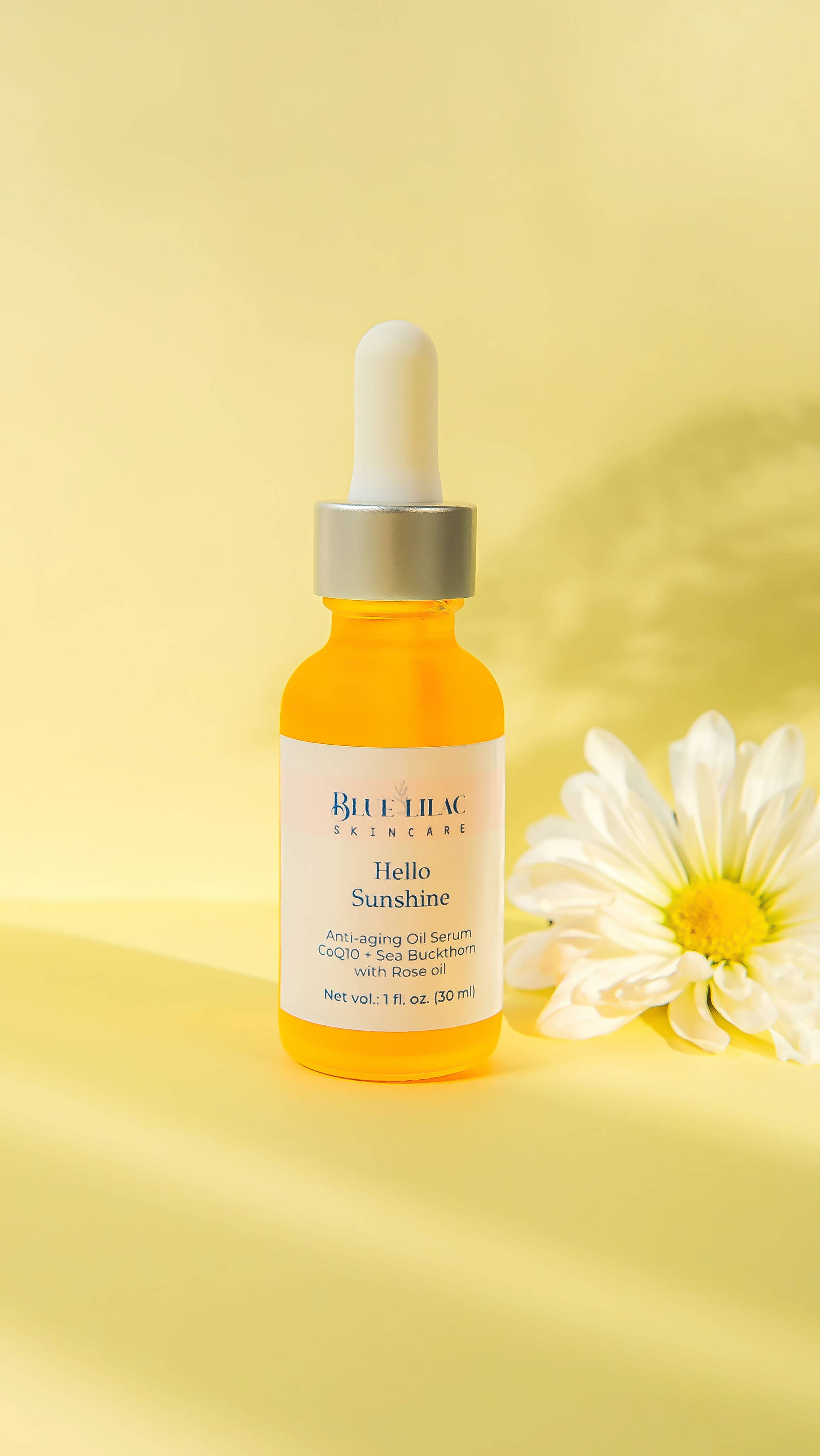 Blue Lilac Skincare - Wholesale Facial Oil - HELLO SUNSHINE, ANTI-AGING OIL SERUM 1 FL. OZ. (30ML)2