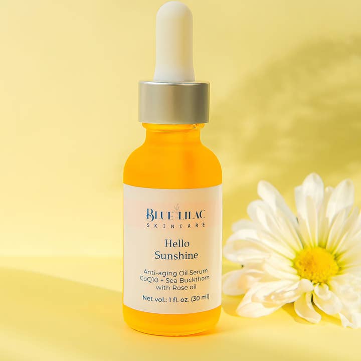 Blue Lilac Skincare - Wholesale Facial Oil - HELLO SUNSHINE, ANTI-AGING OIL SERUM 1 FL. OZ. (30ML)2