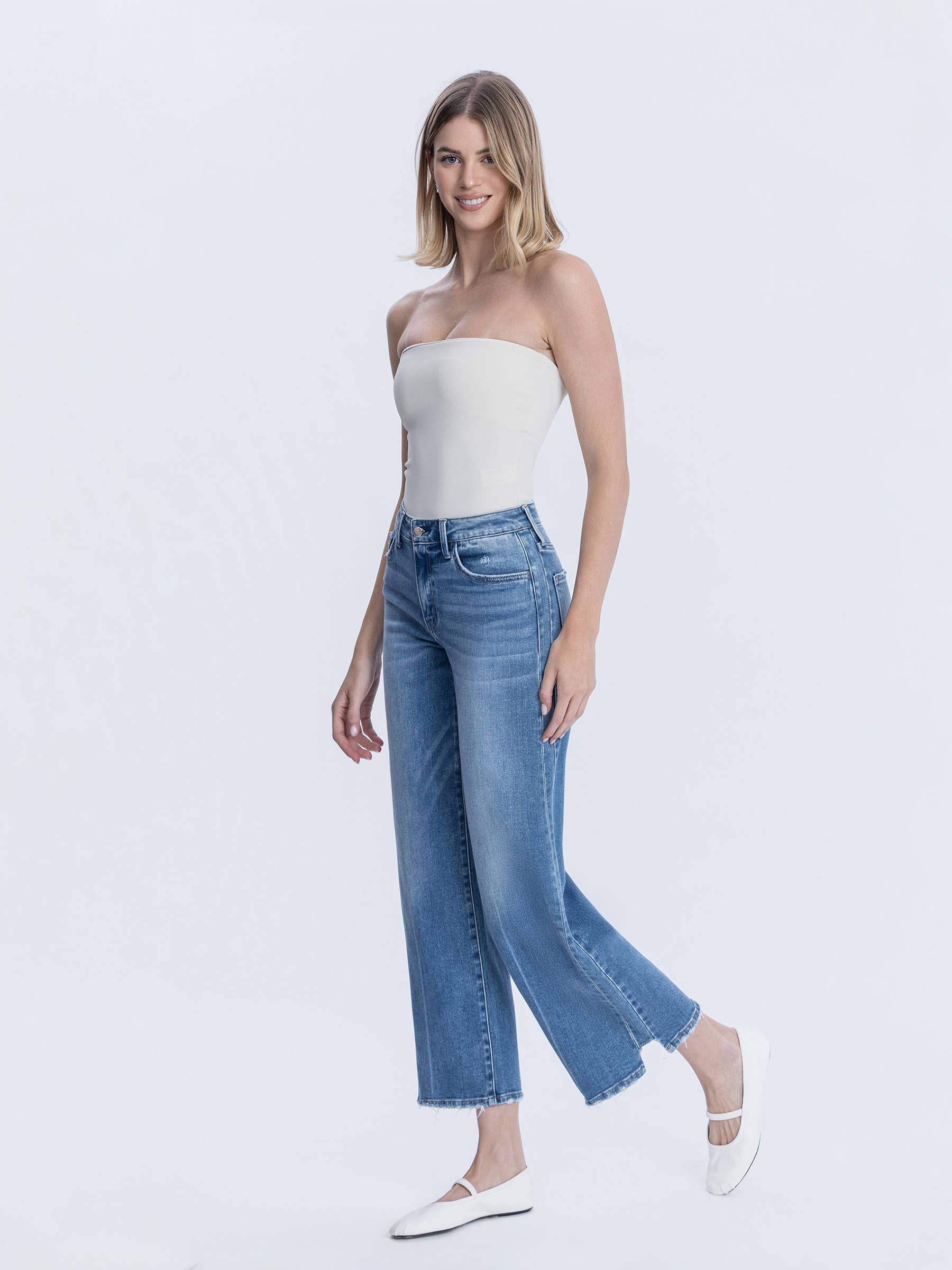 VARG N KRAN HÖG MIDJA SIDOPANEL STEG FÅLL VID ANKELJEANS F6005 för wholesale på Faire6