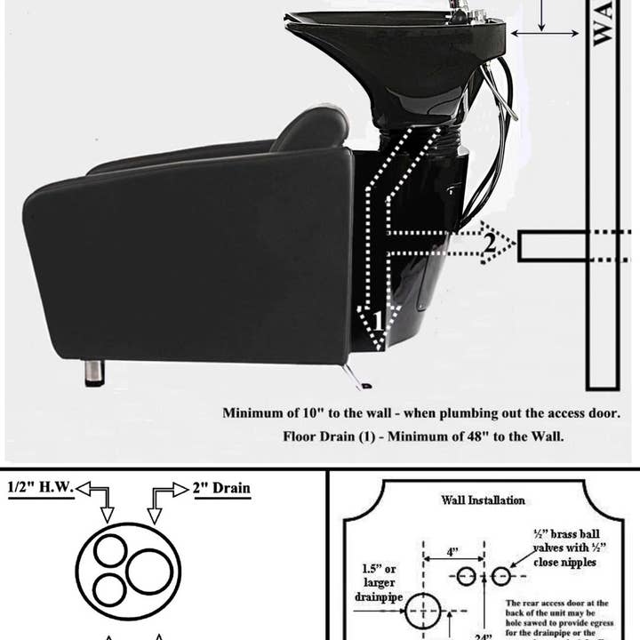 Salon Equipment Pros - Wholesale Chair - Comfort Plus Salon Backwash Shampoo Unit with Faucet Kit
