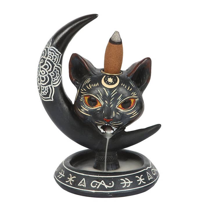Something Different Wholesale – wholesale Incense holder – Gothic Black Cat Moon Backflow Incense Burner