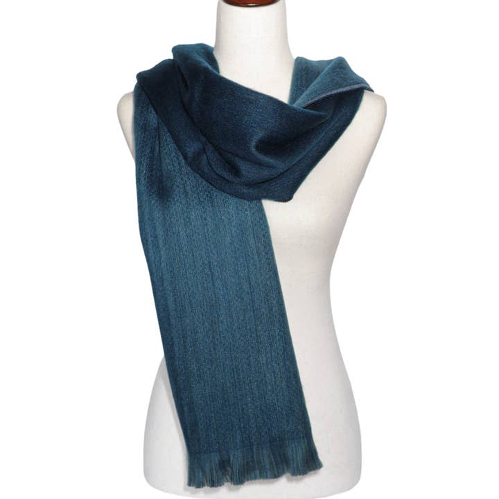 Luna - Blue Reversible Alpaca Wool Scarf for wholesale by LATITUDE ZERO GOODS