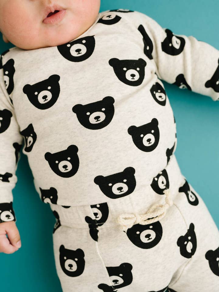 Little One Shop - Wholesale Lounge Set - Kids - Oatmeal Bear Lounge Set