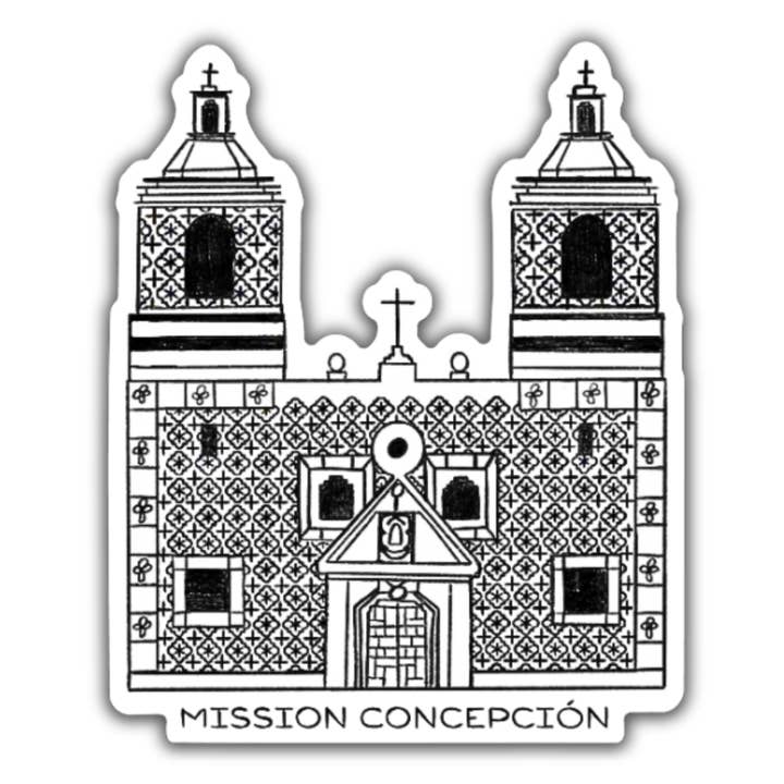 Mission Concepcion Rough Sketch Sticker for wholesale by Cultura Campaign