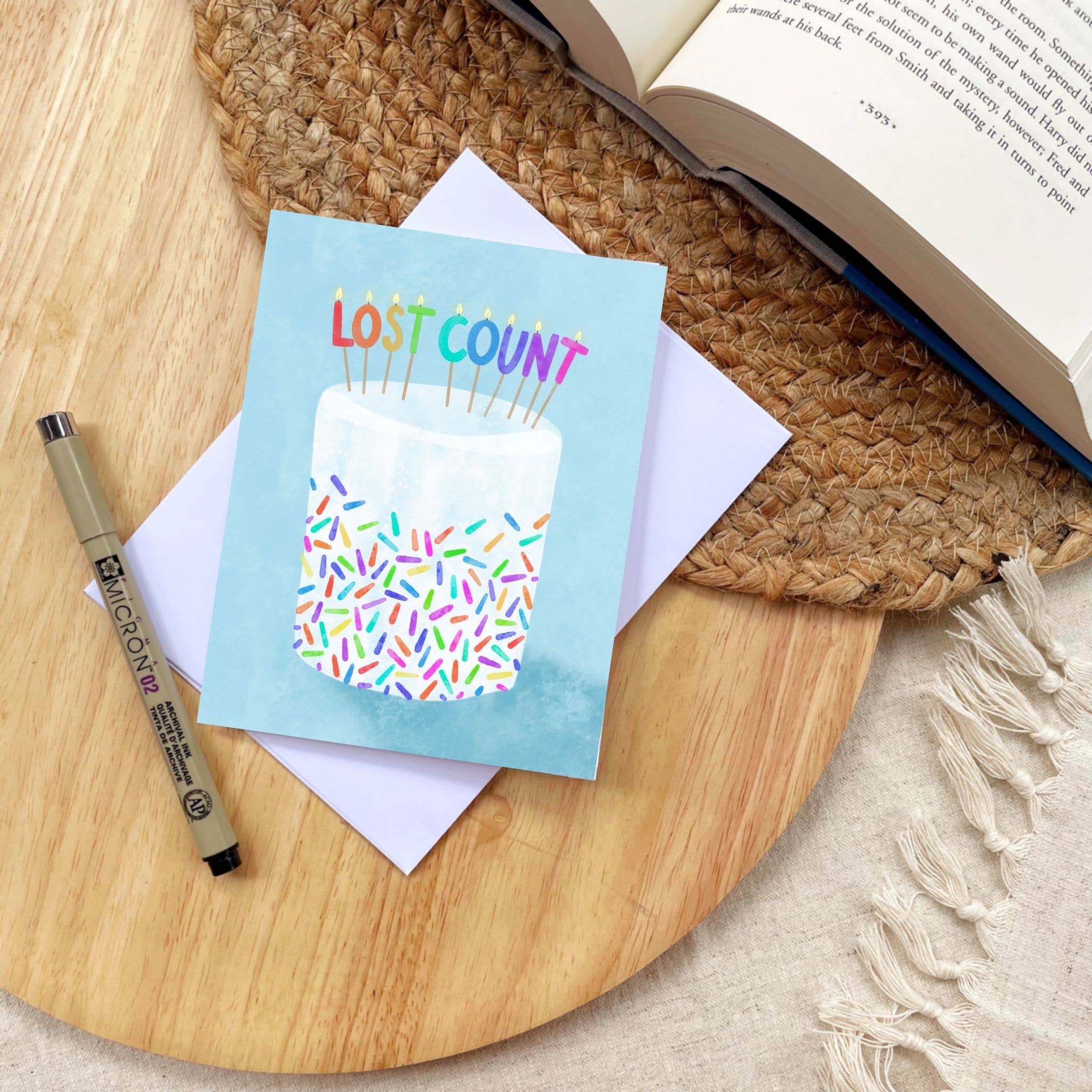 Serafine Art and Design - Wholesale Birthday Card - Lost Count Funny Watercolor Birthday Cake Card1