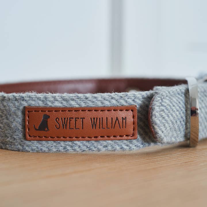 Sweet William Designs - Wholesale Pet Collar - Dog - Dog Collar - Grey Tweed3