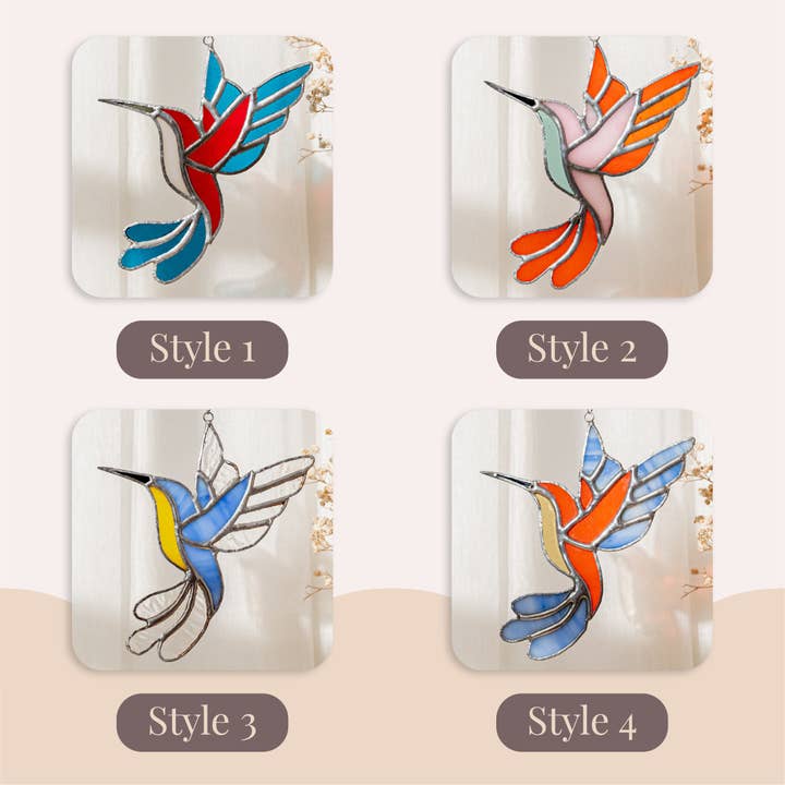 MondoBellissimo - Wholesale Suncatcher - Stained Glass Hummingbird Sun Catcher F351
