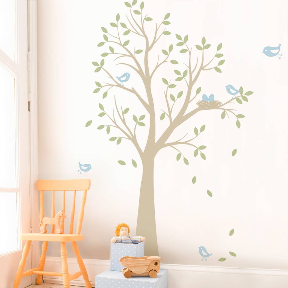 Simple Shapes - Wholesale Wall Decal/Stickers - Tree with Birds and Nest Decal0
