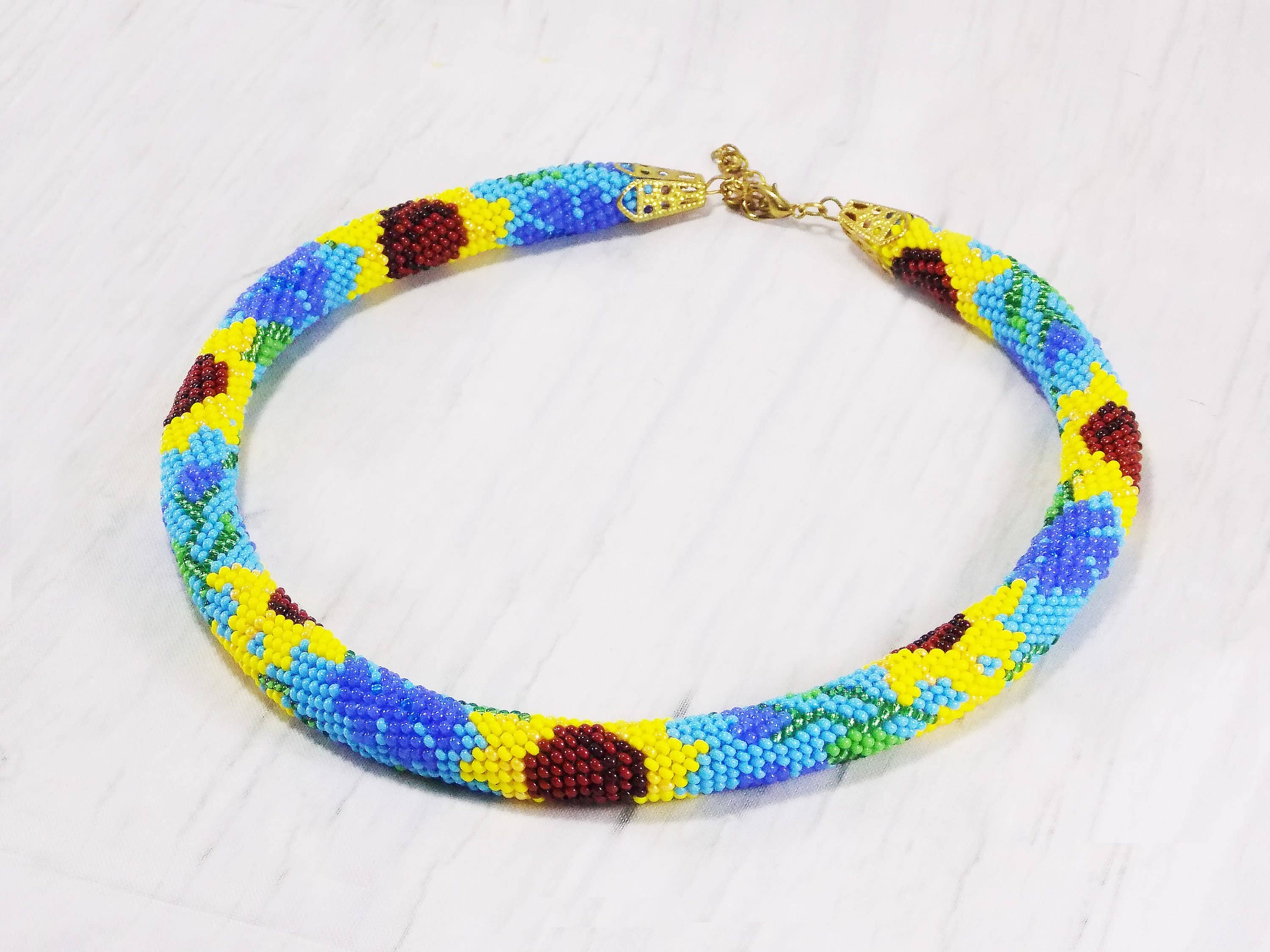 Ninolia – Großhandel Perlenkette – Sonnenblume Halskette Ostergeschenk für Mama Sonnenblume Perlen Herbst Herbst Schmuck Große Natur Blume Sonnenblume Hochzeit Frauen Schmuck Handarbeit5