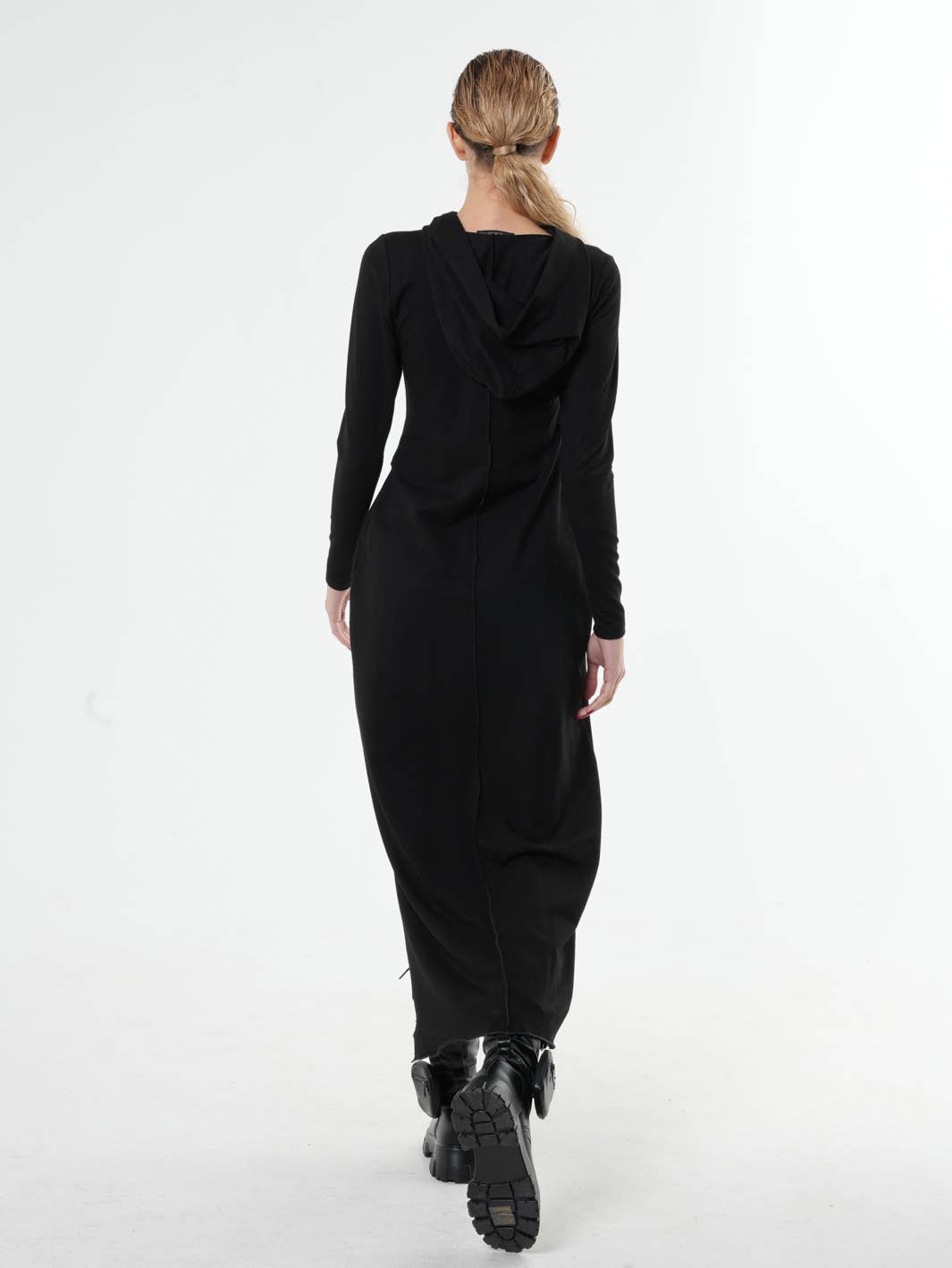 Metamorphoza - Wholesale Dress - Women's - Asymmetric Hooded Black Dress5