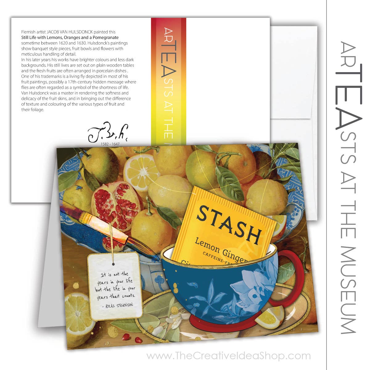 The Creative Idea Shop – Cartão de saudação diária por atacado – Cartão de Arte TEA J.V.HulsDonck Still Life com Limões, Laranjas...0